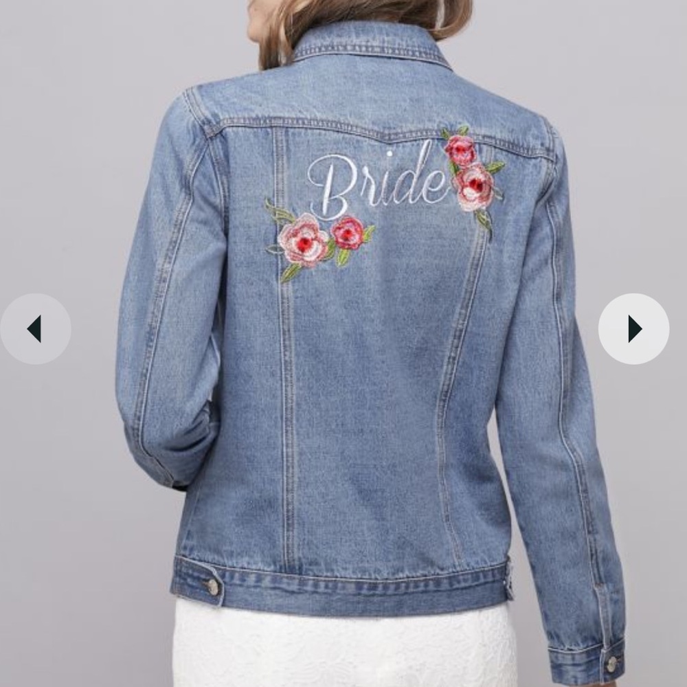 Embroidered floral bride denim jacket